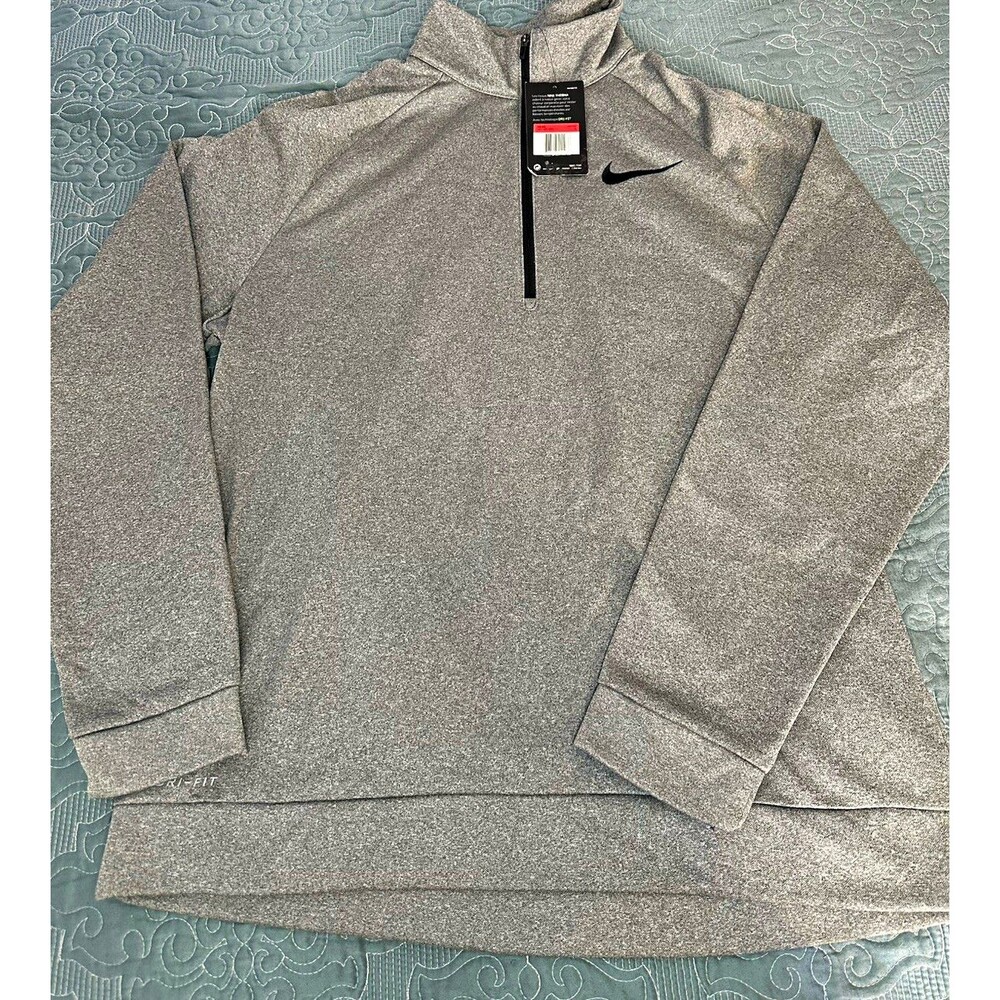 Nike Therma Dri-FIT Men’s Gray Fleece 1/4 Zip Mock Neck Pullover L